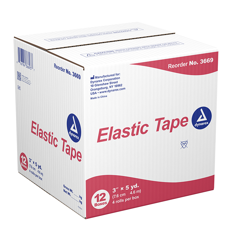 Dynarex Elastic Tape, 3" x 5 yd - 4ea/bx, 12bxs/cs (48 Count) Dynarex Elastic Tape, 3" x 5 yd - 4ea/bx, 12bxs/cs (48 Count)