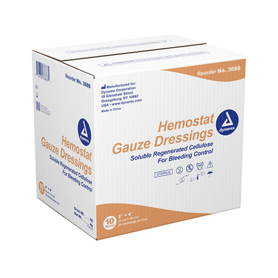Dynarex Hemostat Gauze Dressing, 20ea/bx, 10bxs/cs (200 Count) Dynarex Hemostat Gauze Dressing, 20ea/bx, 10bxs/cs (200 Count)