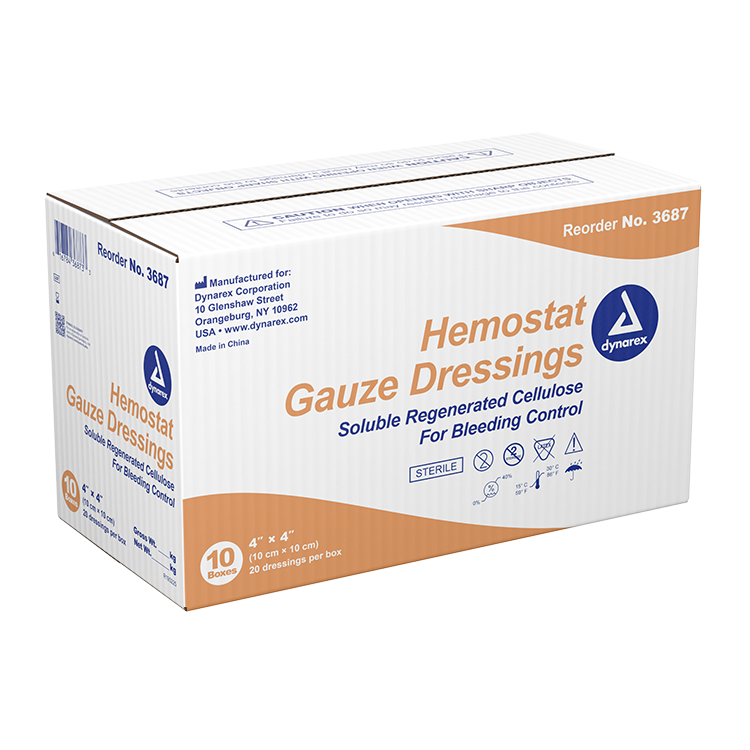 Dynarex Hemostat Gauze Dressing, 20ea/bx, 10bxs/cs (200 Count) Dynarex Hemostat Gauze Dressing, 20ea/bx, 10bxs/cs (200 Count)