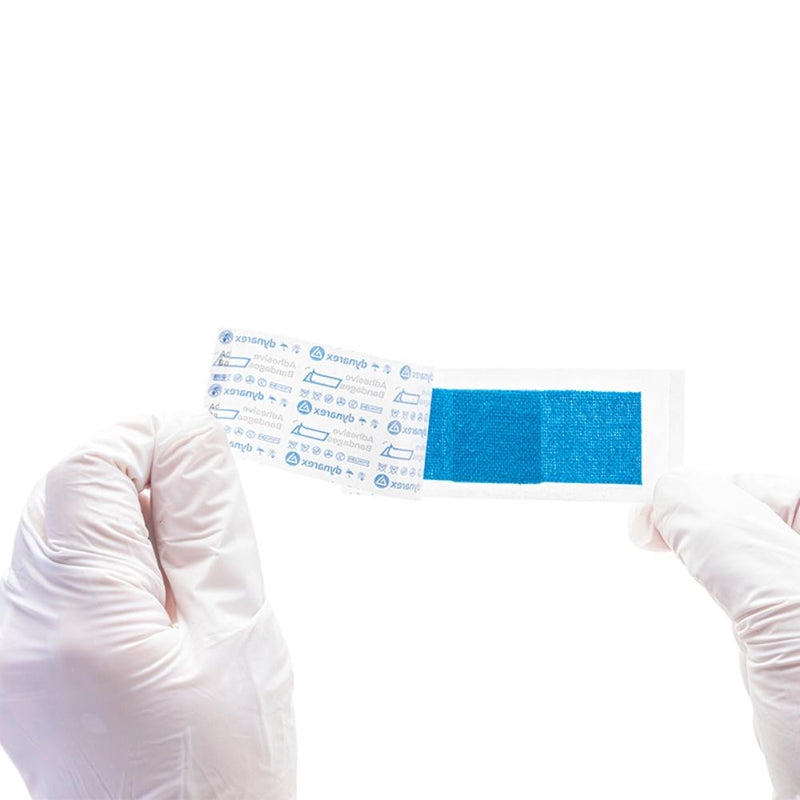 Dynarex Blue Metal Detectable Woven Bandage, 1" x 3" - 24ea/bx, 50bxs/cs (1200 Count) Dynarex Blue Metal Detectable Woven Bandage, 1" x 3" - 24ea/bx, 50bxs/cs (1200 Count)