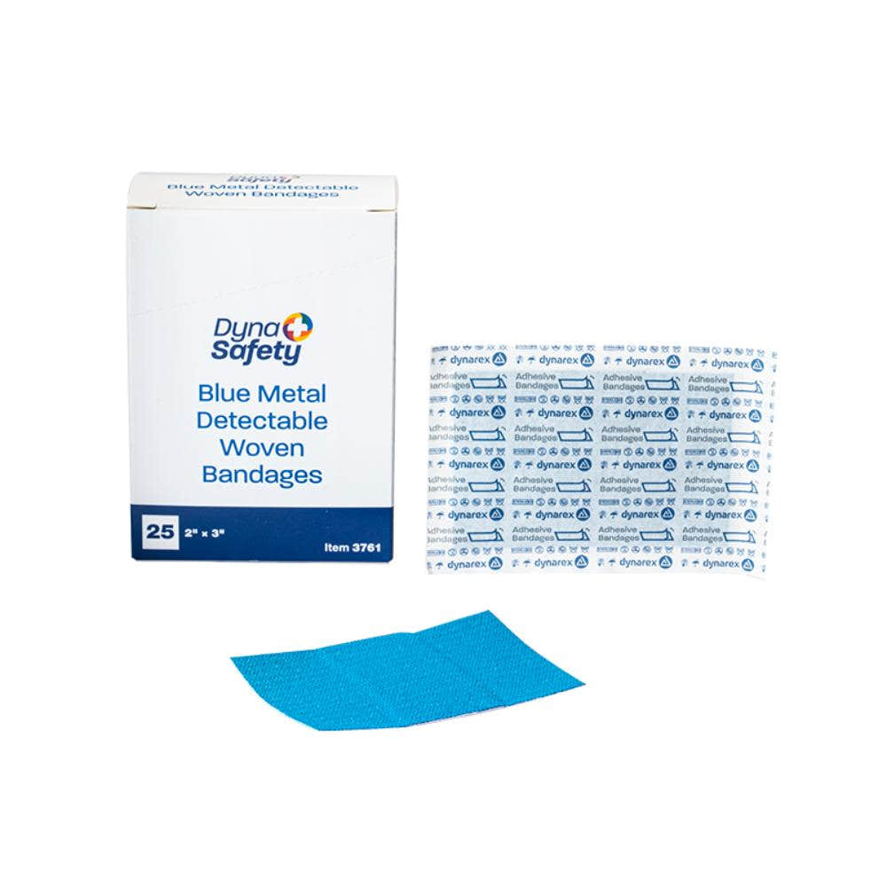 Dynarex Blue Metal Detectable Woven Bandage XL, 2" x 3" - 25ea/bx, 50bxs/cs (1250 Count) Dynarex Blue Metal Detectable Woven Bandage XL, 2" x 3" - 25ea/bx, 50bxs/cs (1250 Count)