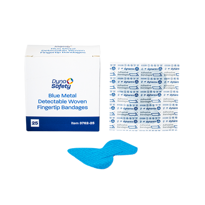 Dynarex Blue Metal Detectable Woven Bandage Fingertip - 25ea/bx, 50bxs/cs (1250 Count) Dynarex Blue Metal Detectable Woven Bandage Fingertip - 25ea/bx, 50bxs/cs (1250 Count)