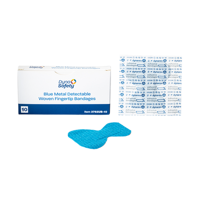 Dynarex Blue Metal Detectable Woven Bandage Fingertip - 10ea/bx, 50bxs/cs (500 Count) Dynarex Blue Metal Detectable Woven Bandage Fingertip - 10ea/bx, 50bxs/cs (500 Count)