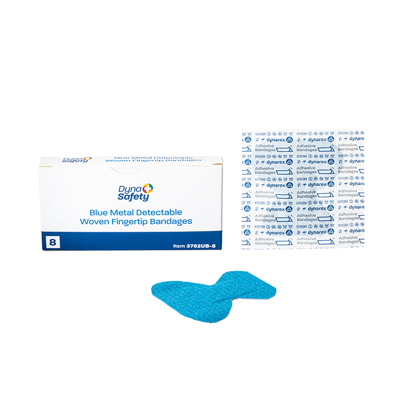 Dynarex Blue Metal Detectable Woven Bandage Fingertip - 8ea/bx, 50bxs/cs (400 Count) Dynarex Blue Metal Detectable Woven Bandage Fingertip - 8ea/bx, 50bxs/cs (400 Count)