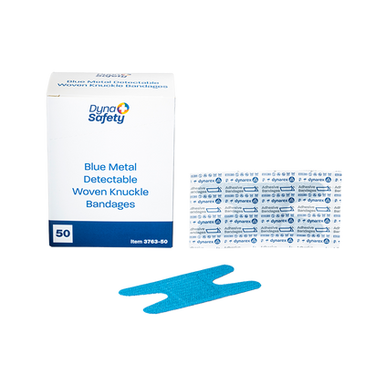 Dynarex Blue Metal Detectable Woven Bandage - Knuckle - 50ea/bx, 50bxs/cs (2500 Count) Dynarex Blue Metal Detectable Woven Bandage - Knuckle - 50ea/bx, 50bxs/cs (2500 Count)