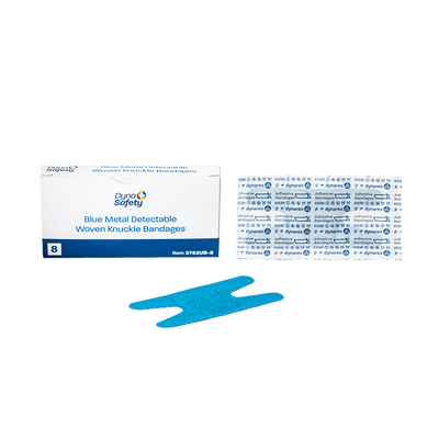 Dynarex Blue Metal Detectable Woven Bandage - Knuckle - 8ea/bx, 50bxs/cs (400 Count) Dynarex Blue Metal Detectable Woven Bandage - Knuckle - 8ea/bx, 50bxs/cs (400 Count)