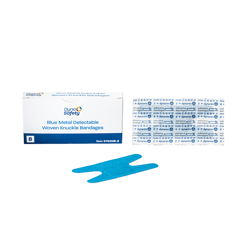 Dynarex Blue Metal Detectable Woven Bandage - Knuckle - 8ea/bx, 50bxs/cs (400 Count) Dynarex Blue Metal Detectable Woven Bandage - Knuckle - 8ea/bx, 50bxs/cs (400 Count)