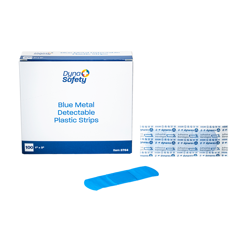 Dynarex Blue Metal Detectable Plastic Strip, 1" x 3" - 100ea/bx, 24bxs/cs (2400 Count) Dynarex Blue Metal Detectable Plastic Strip, 1" x 3" - 100ea/bx, 24bxs/cs (2400 Count)
