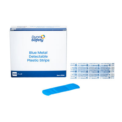 Dynarex Blue Metal Detectable Plastic Strip, 1" x 3" - 100ea/bx, 24bxs/cs (2400 Count) Dynarex Blue Metal Detectable Plastic Strip, 1" x 3" - 100ea/bx, 24bxs/cs (2400 Count)