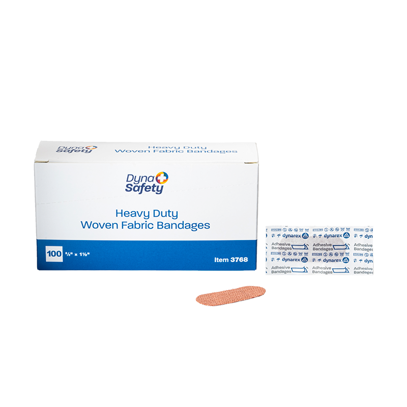 Dynarex Heavy Duty Woven Fabric Bandage, 5/8" x 1 1/2" - 100ea/bx, 12bxs/cs (1200 Count) Dynarex Heavy Duty Woven Fabric Bandage, 5/8" x 1 1/2" - 100ea/bx, 12bxs/cs (1200 Count)