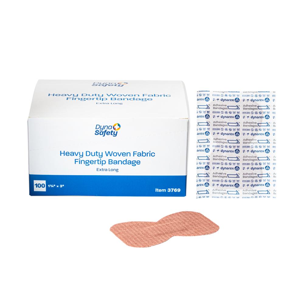 Dynarex Heavy Duty Woven Fabric Bandage - Fingertip X-Long, 1 3/4 x 3"- 100ea/bx, 24bxs/cs (2400 Count) Dynarex Heavy Duty Woven Fabric Bandage - Fingertip X-Long, 1 3/4 x 3"- 100ea/bx, 24bxs/cs (2400 Count)