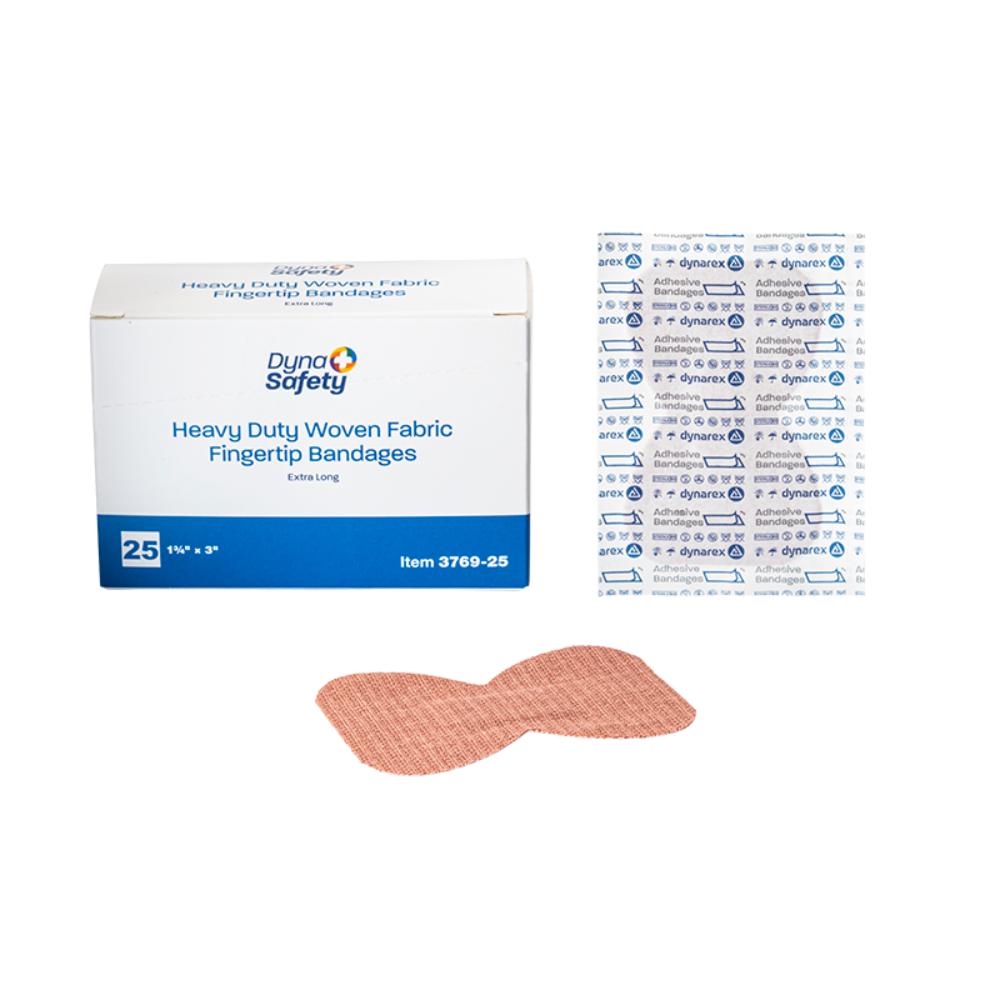 Dynarex Heavy Duty Woven Fabric Bandage - Fingertip X-Long, 1 3/4 x 3" - 25ea/bx, 36bxs/cs (900 Count) Dynarex Heavy Duty Woven Fabric Bandage - Fingertip X-Long, 1 3/4 x 3" - 25ea/bx, 36bxs/cs (900 Count)