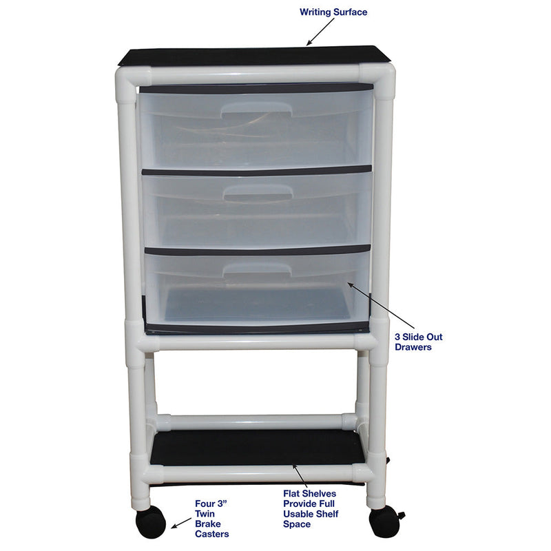 MJM International 3U3D Universal cart with 3 slide out drawers; drawer size: 19.125" W x 14" D x 6.5" H MJM International 3U3D Universal cart with 3 slide out drawers; drawer size: 19.125" W x 14" D x 6.5" H