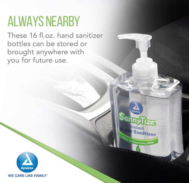 Dynarex SannyTize Instant Hand Sanitizer, 16 oz. Square Pump, 12bot/case (12 Count) Dynarex SannyTize Instant Hand Sanitizer, 16 oz. Square Pump, 12bot/case (12 Count)