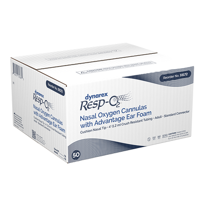 Dynarex Resp-O2 Nasal Oxygen Cannula, Cushion Tip w/Advantage Ear Foam (50 Count) Dynarex Resp-O2 Nasal Oxygen Cannula, Cushion Tip w/Advantage Ear Foam (50 Count)