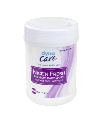 DynaCare Nice'n Fresh Premium Baby Wipes Scented, 6" x 6.75", 12can/case (1680 Count) DynaCare Nice'n Fresh Premium Baby Wipes Scented, 6" x 6.75", 12can/case (1680 Count)