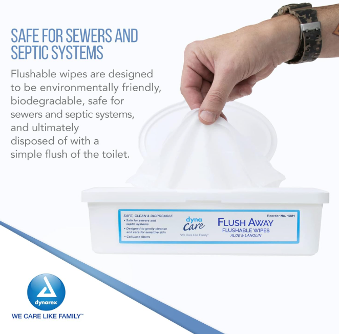 DynaCare Flushable Wipes - Adult, 9" x 13" Tub, 9tubs/case (540 Count) DynaCare Flushable Wipes - Adult, 9" x 13" Tub, 9tubs/case (540 Count)