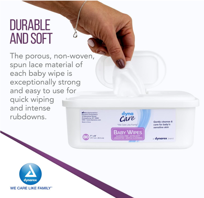 DynaCare Baby Wipes Scented, 7" x 8", 12tub/case (960 Count) DynaCare Baby Wipes Scented, 7" x 8", 12tub/case (960 Count)