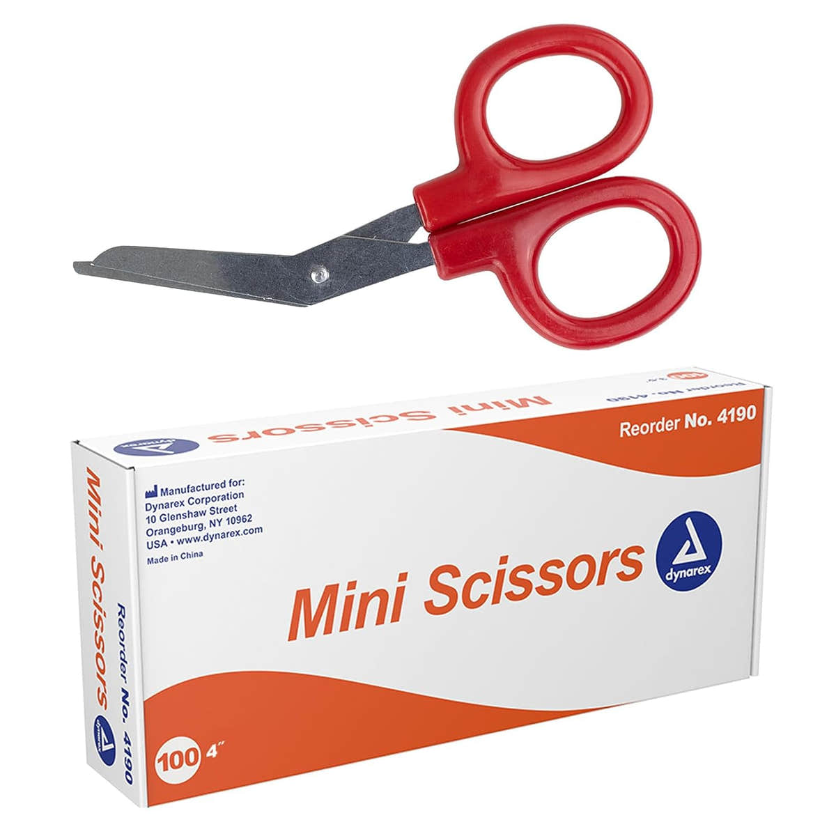 Dynarex Mini Scissors, 4" Red - 100ea/bx, 5bxs/cs (500 Count) Dynarex Mini Scissors, 4" Red - 100ea/bx, 5bxs/cs (500 Count)