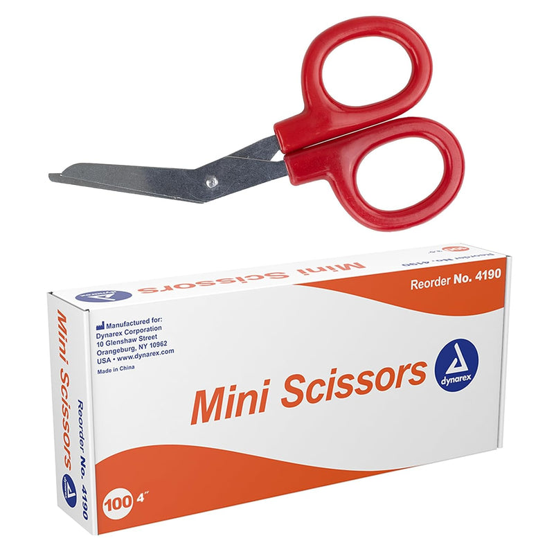 Dynarex Mini Scissors, 4" Red - 100ea/bx, 5bxs/cs (500 Count) Dynarex Mini Scissors, 4" Red - 100ea/bx, 5bxs/cs (500 Count)