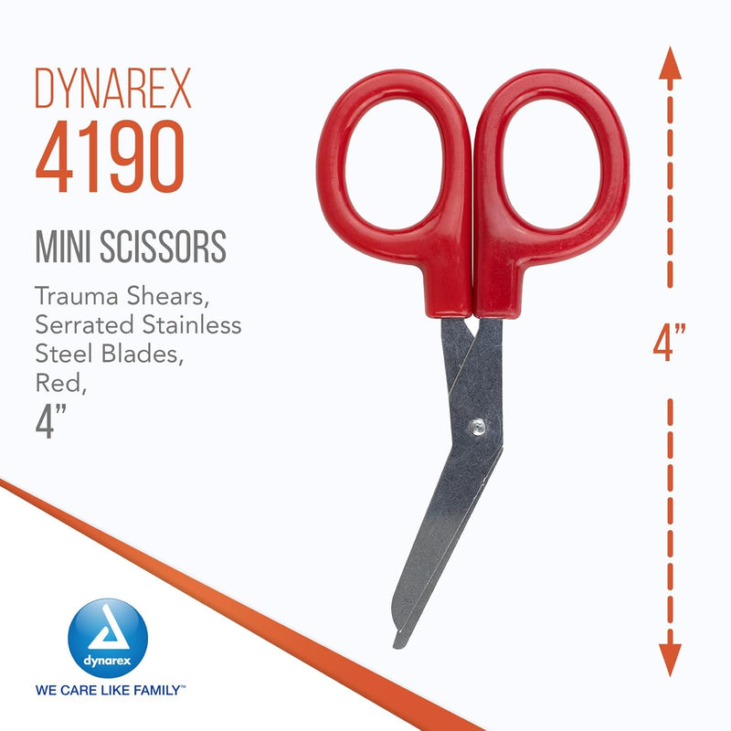 Dynarex Mini Scissors, 4" Red - 100ea/bx, 5bxs/cs (500 Count) Dynarex Mini Scissors, 4" Red - 100ea/bx, 5bxs/cs (500 Count)