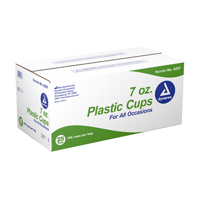Dynarex Clear Plastic Cups - 100ea/bx, 25bxs/cs (2500 Count) Dynarex Clear Plastic Cups - 100ea/bx, 25bxs/cs (2500 Count)