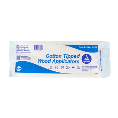 Dynarex Cotton Tipped Wood Applicators - Non-Sterile, in Pouch (10000 Count) Dynarex Cotton Tipped Wood Applicators - Non-Sterile, in Pouch (10000 Count)