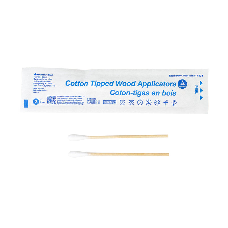 Dynarex Cotton Tipped Wood Applicators - Sterile, in Pouch (2000 Count) Dynarex Cotton Tipped Wood Applicators - Sterile, in Pouch (2000 Count)