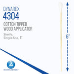 Dynarex Cotton Tipped Wood Applicators - Sterile 6" Length, 100ea/bx, 10bxs/cs (1000 Count) Dynarex Cotton Tipped Wood Applicators - Sterile 6" Length, 100ea/bx, 10bxs/cs (1000 Count)