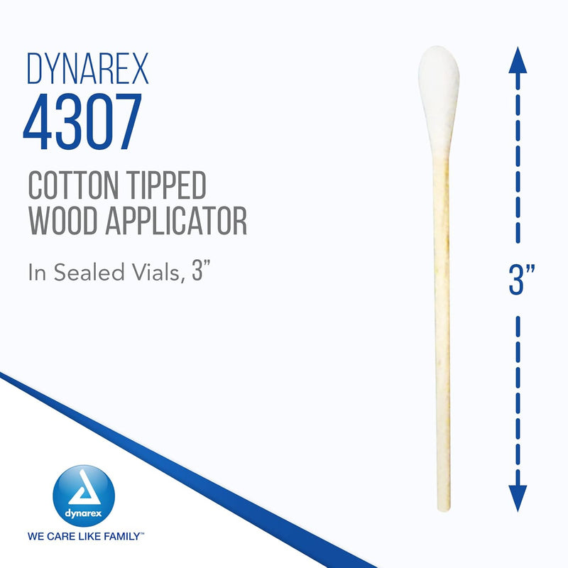Dynarex Cotton Tip Applicators in Sealed Vial - 3" Length, 100ea/vial, 50vials/cs (5000 Count) Dynarex Cotton Tip Applicators in Sealed Vial - 3" Length, 100ea/vial, 50vials/cs (5000 Count)