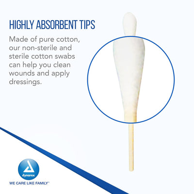 Dynarex Cotton Tip Applicators in Sealed Vial - 3" Length, 100ea/vial, 50vials/cs (5000 Count) Dynarex Cotton Tip Applicators in Sealed Vial - 3" Length, 100ea/vial, 50vials/cs (5000 Count)