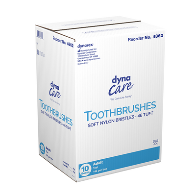 Dynarex Toothbrushes, Soft Nylon Bristles - 46 Tuft, 144ea/bx, 10bxs/cs (1440 Count) Dynarex Toothbrushes, Soft Nylon Bristles - 46 Tuft, 144ea/bx, 10bxs/cs (1440 Count)