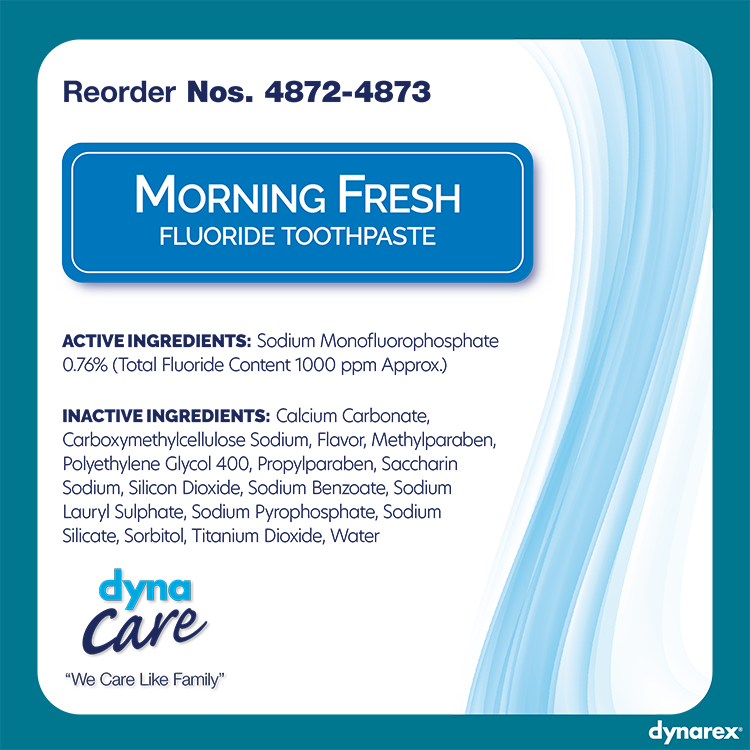 Dynarex Morning Fresh Mint Toothpaste with Fluoride (144 Count) Dynarex Morning Fresh Mint Toothpaste with Fluoride (144 Count)