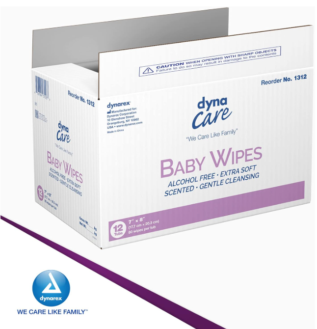 DynaCare Baby Wipes Scented, 7" x 8", 12tub/case (960 Count) DynaCare Baby Wipes Scented, 7" x 8", 12tub/case (960 Count)