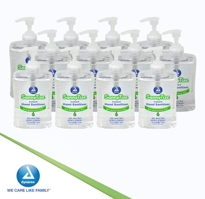 Dynarex SannyTize Instant Hand Sanitizer, 16 oz. Square Pump, 12bot/case (12 Count) Dynarex SannyTize Instant Hand Sanitizer, 16 oz. Square Pump, 12bot/case (12 Count)
