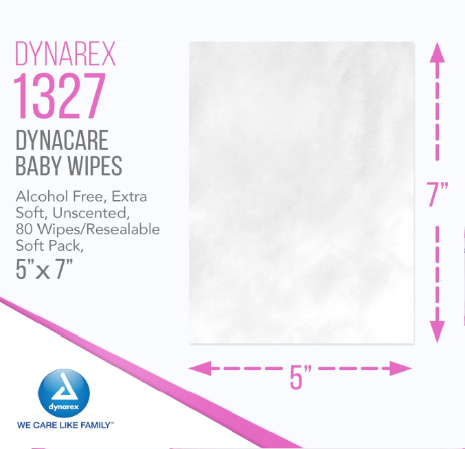 DynaCare Baby Wipes unscented w/ Resealable Label, 5" x 7", 24pks/case (1920 Count) DynaCare Baby Wipes unscented w/ Resealable Label, 5" x 7", 24pks/case (1920 Count)