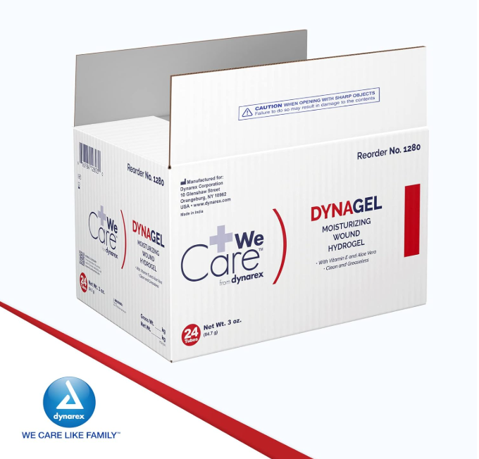 Dynarex DynaGel Moisturizing Wound Hydrogel, 3 oz. Tube, 24/case (24 Count) Dynarex DynaGel Moisturizing Wound Hydrogel, 3 oz. Tube, 24/case (24 Count)