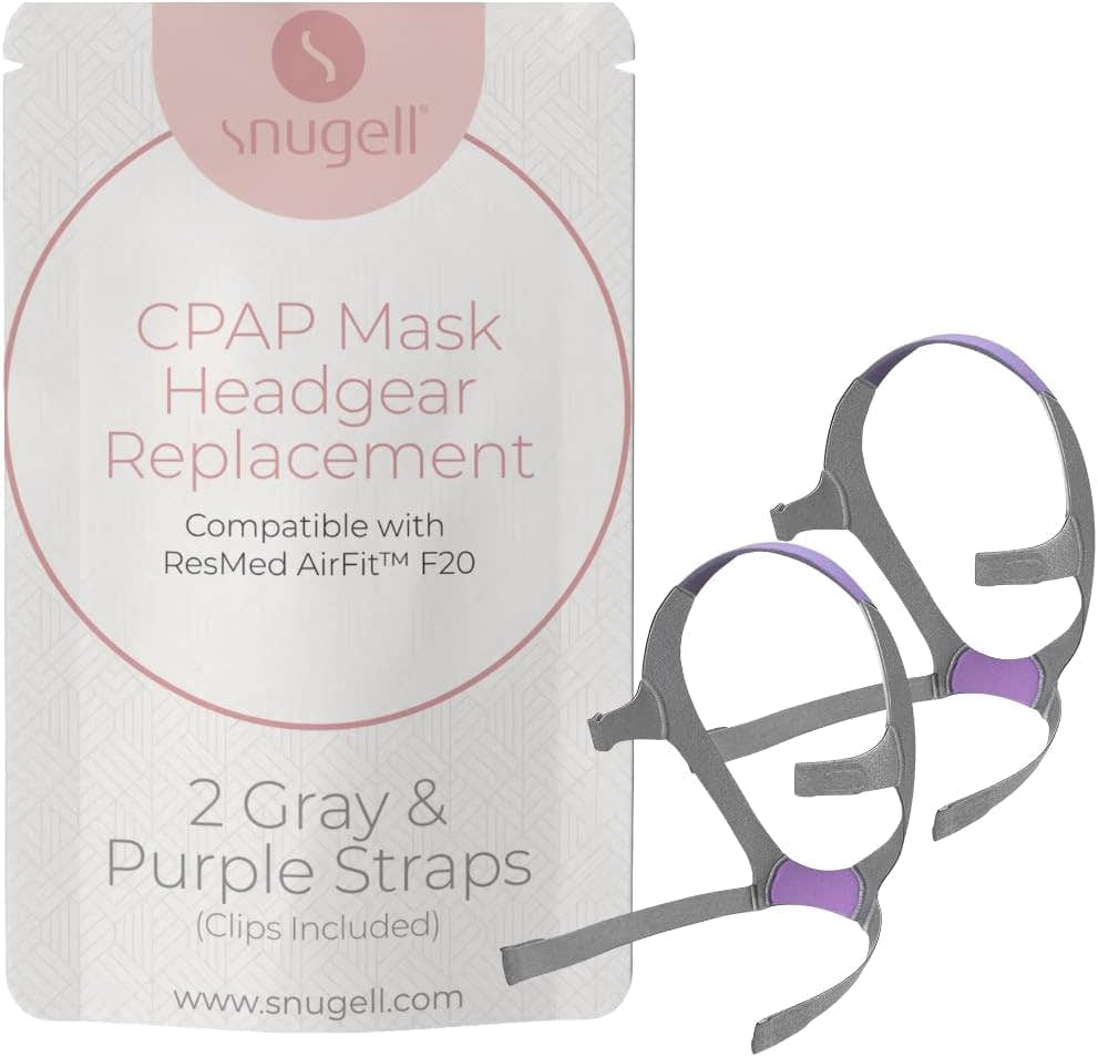Replacement Straps for AirFit ResMed F20 CPAP Mask (2-Pack) - Purple and Gray - Standard & Large Replacement Straps for AirFit ResMed F20 CPAP Mask (2-Pack) - Purple and Gray - Standard & Large