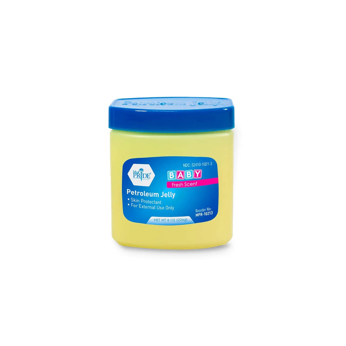 MedPride Petroleum Jelly With Fresh Baby Scent - Blue - 8 oz - 24/cs. MedPride Petroleum Jelly With Fresh Baby Scent - Blue - 8 oz - 24/cs.