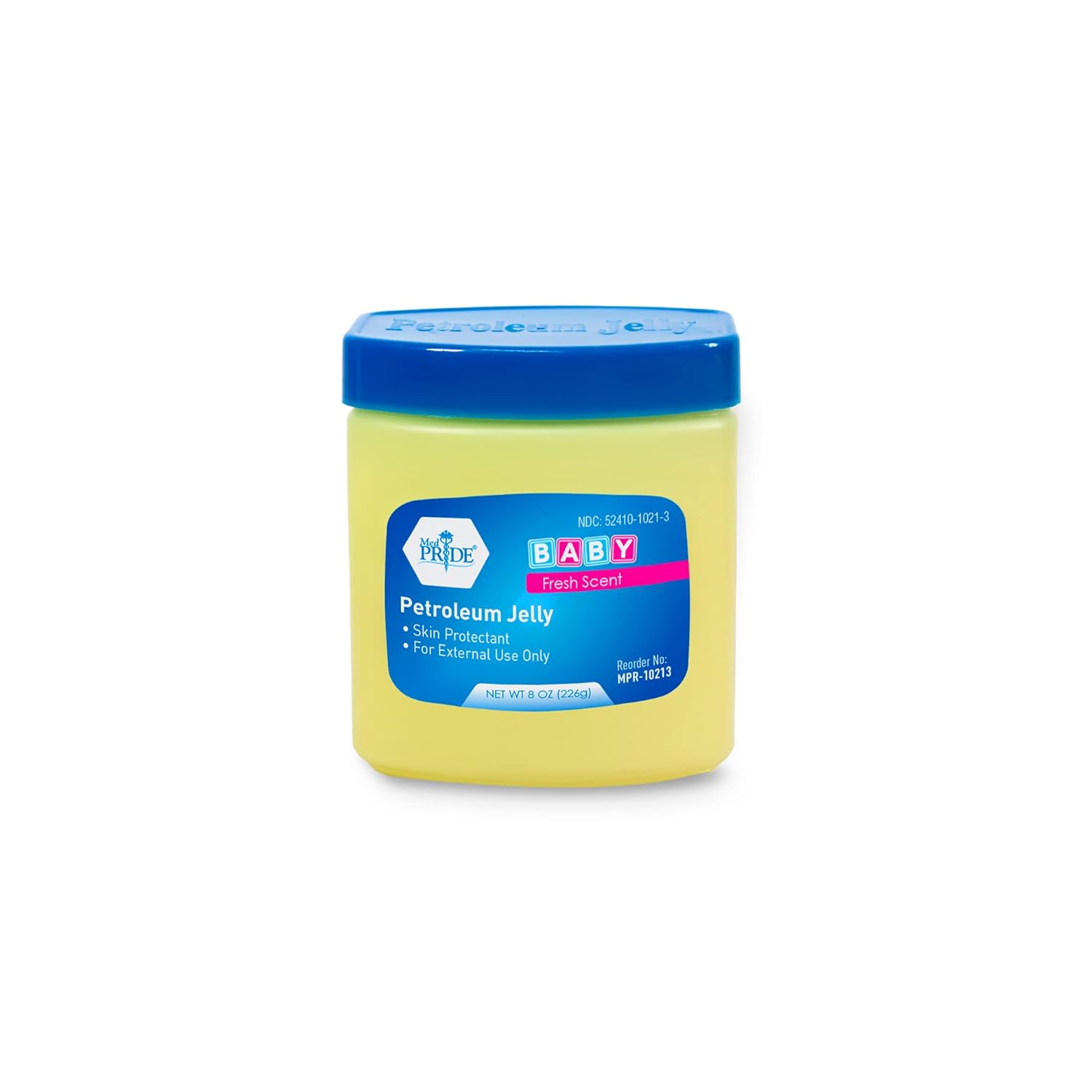 MedPride Petroleum Jelly With Fresh Baby Scent - Blue - 8 oz - 24/cs. MedPride Petroleum Jelly With Fresh Baby Scent - Blue - 8 oz - 24/cs.