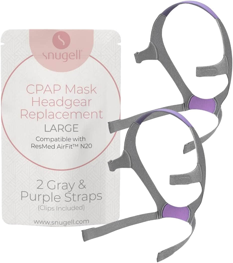 Replacement Straps for AirFit ResMed N20 CPAP Mask (2-Pack) - Purple and Gray - Standard & Large Replacement Straps for AirFit ResMed N20 CPAP Mask (2-Pack) - Purple and Gray - Standard & Large