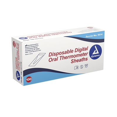 Dynarex Disposable Digital Oral Thermometer Sheaths - 100ea/bx, 50bxs/cs (5000 Count) Dynarex Disposable Digital Oral Thermometer Sheaths - 100ea/bx, 50bxs/cs (5000 Count)