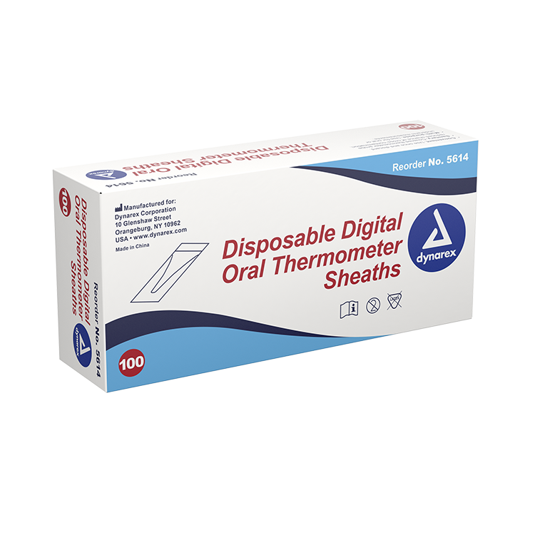 Dynarex Disposable Digital Oral Thermometer Sheaths - 100ea/bx, 50bxs/cs (5000 Count) Dynarex Disposable Digital Oral Thermometer Sheaths - 100ea/bx, 50bxs/cs (5000 Count)