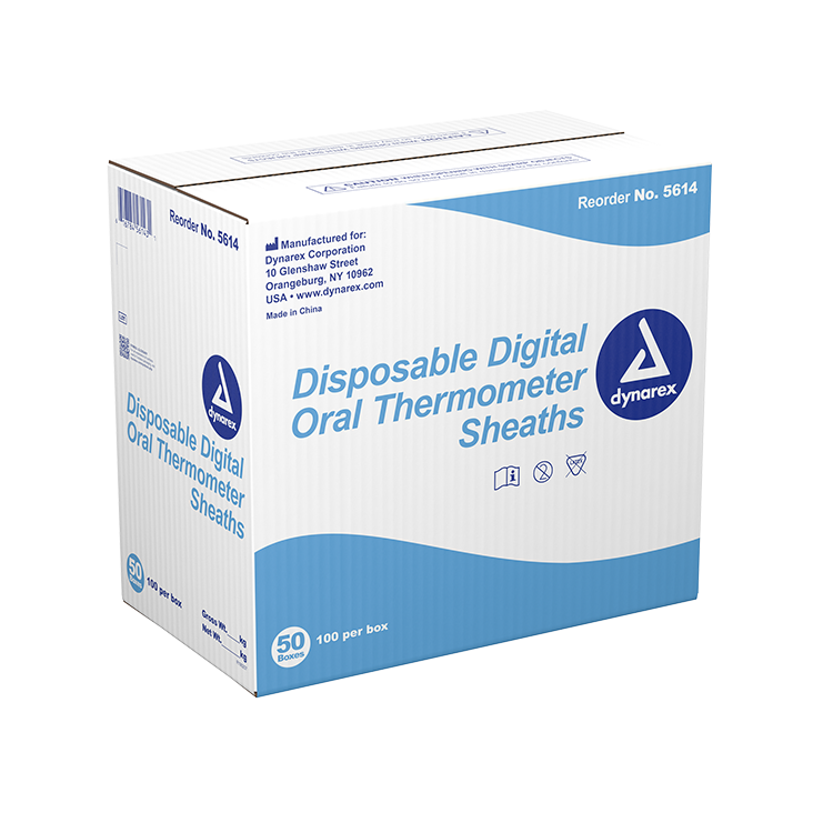 Dynarex Disposable Digital Oral Thermometer Sheaths - 100ea/bx, 50bxs/cs (5000 Count) Dynarex Disposable Digital Oral Thermometer Sheaths - 100ea/bx, 50bxs/cs (5000 Count)