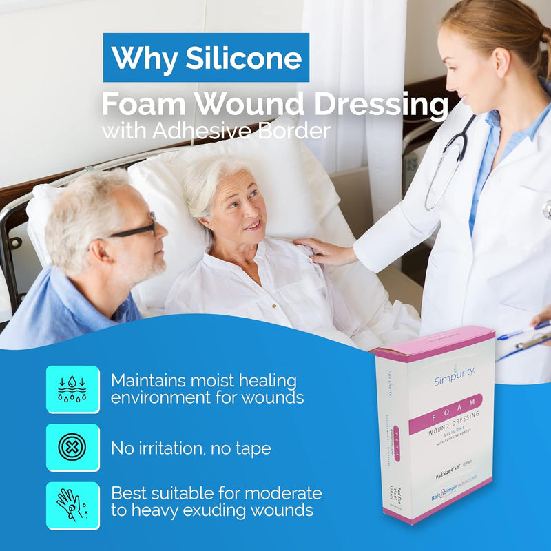 Safe N Simple Simpurity Foam Wound Dressing Silicone with Adhesive Border (192 Count) Safe N Simple Simpurity Foam Wound Dressing Silicone with Adhesive Border (192 Count)