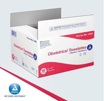 Dynarex Obstetrical Towelettes, 5" x 7", 100ea/bx, 10bxs/case (1000 Count) Dynarex Obstetrical Towelettes, 5" x 7", 100ea/bx, 10bxs/case (1000 Count)