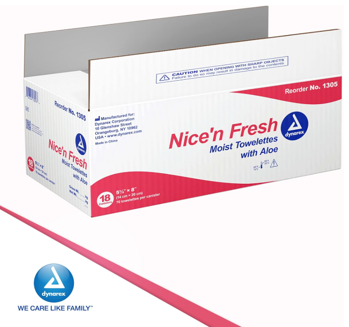 Dynarex Nice'n Fresh Towelette, 5.5" x 8", 18can/case (1260 Count) Dynarex Nice'n Fresh Towelette, 5.5" x 8", 18can/case (1260 Count)