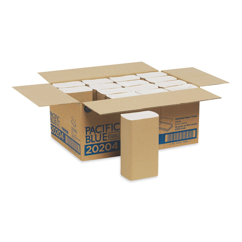 Georgia Pacific Pacific Blue Basic Folded Paper Towel, 9.2 x 9.4, White, 250/Pack, 16 Packs/Carton Georgia Pacific Pacific Blue Basic Folded Paper Towel, 9.2 x 9.4, White, 250/Pack, 16 Packs/Carton