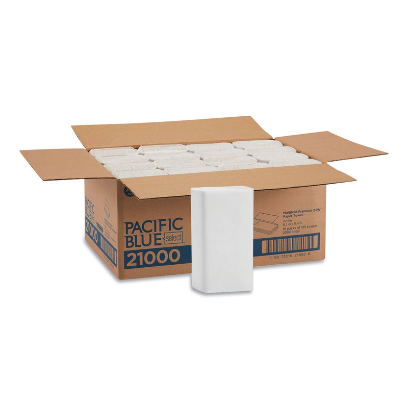 Georgia Pacific Blue Select Multi-Fold 2 Ply Paper Towel, 9.2 x 9.4, White, 125/Pack, 16 Packs/Carton Georgia Pacific Blue Select Multi-Fold 2 Ply Paper Towel, 9.2 x 9.4, White, 125/Pack, 16 Packs/Carton