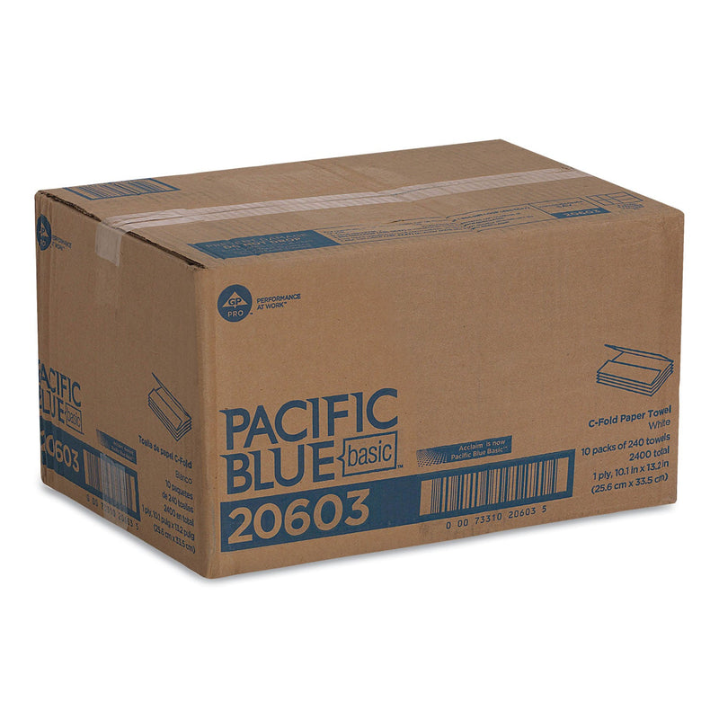 Georgia Pacific Pacific Blue Basic C-Fold Paper Towels, 10.1 x 13.2, White, 240/Pack, 10 Packs/Carton Georgia Pacific Pacific Blue Basic C-Fold Paper Towels, 10.1 x 13.2, White, 240/Pack, 10 Packs/Carton
